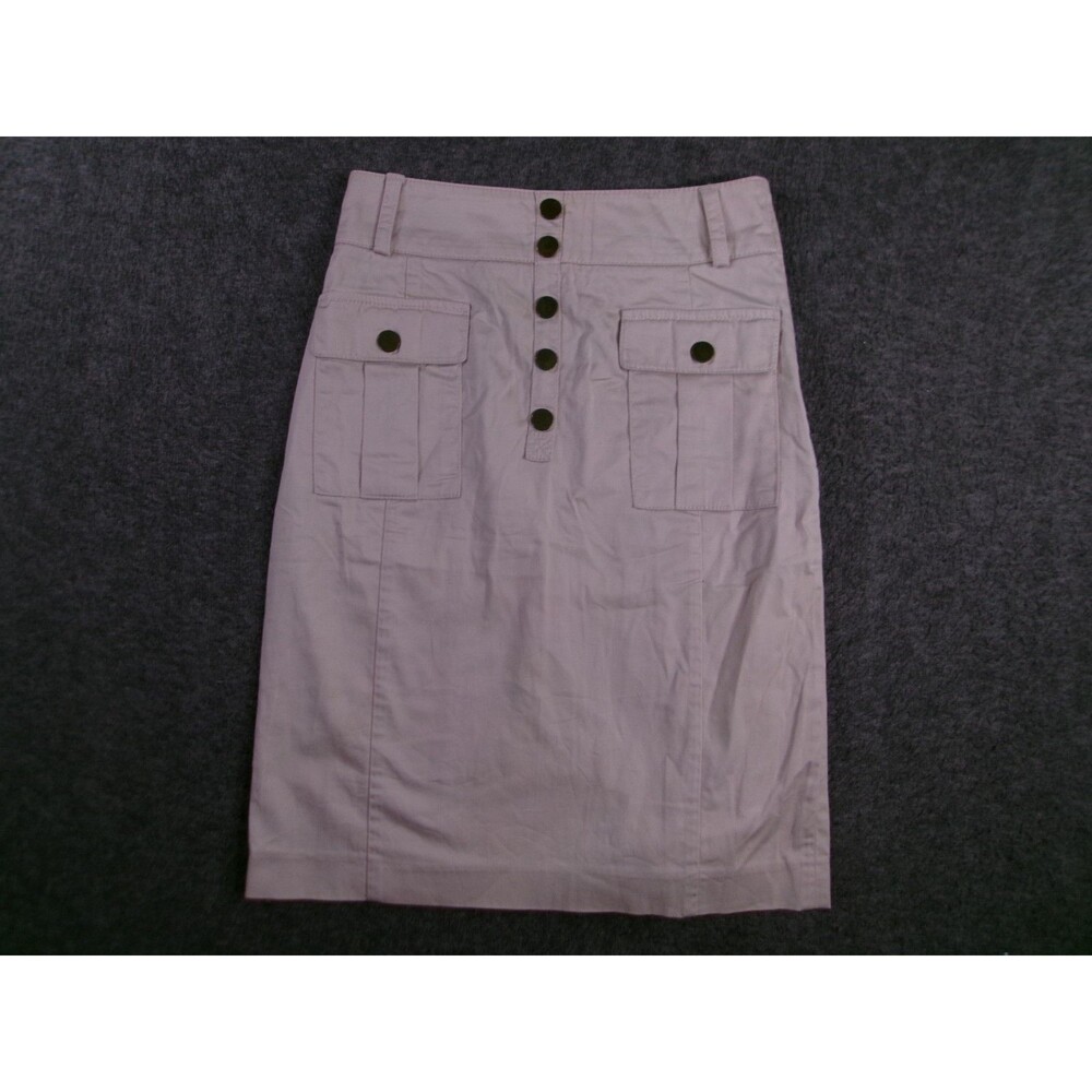 HM Skirt Womens 4 Beige Button Fly Pencil Knee Length Utility Pocket Work Causal